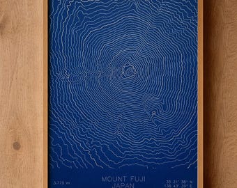 Mount Fuji Topographic Map Art | Fujisan, Japan | Pen Plotted Contour Map (12x18")