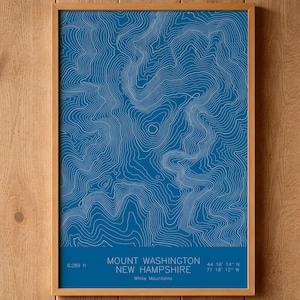 Mount Washington, NH Topographic Map Art | Pen Plotted Contour Map