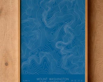 Mount Washington, NH Topographic Map Art | Pen Plotted Contour Map (12x18")