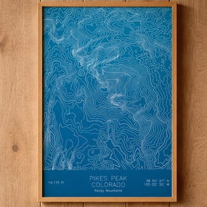 Pikes Peak Topographic Map Art | Colorado Mountain Contour Pen Plot (12x18")