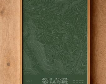 Mapa topográfico del Monte Jackson, Nuevo Hampshire / Cordillera Presidencial, Desfiladero de Crawford / Trazado a pluma