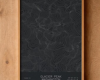 Glacier Peak Washington Topographic Map Art | Glacier Peak Wilderness, Cascades | Pen Plotted