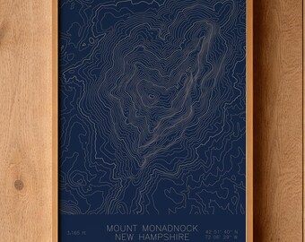 Mount Monadnock Topographic Map Pen Plot | Mountain Contour Art | New England