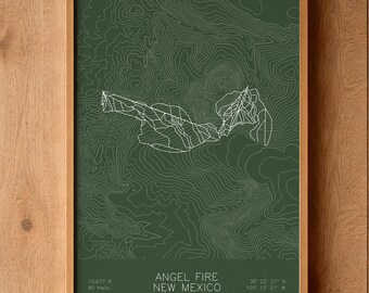Angel Fire | New Mexico | Ski Trail Map Print, New Mexico Ski Art, New Mexico Ski House Decor, Ski Chalet Decor