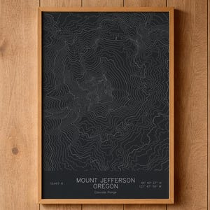 Mount Jefferson Oregon Topographic Map Art | Oregon Cascades Volcano | Pen Plotted