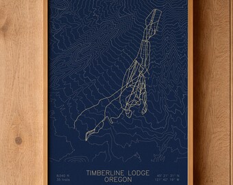 Timberline Lodge | Oregon | Ski Trail Map Poster, Oregon Ski Art, Oregon Ski House Decor, Alpine Wall Art