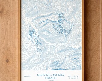 Morzine-Avoriaz | Haute-Savoie | Ski Trail Map Print, Haute-Savoie Ski Art, Haute-Savoie Ski House Decor, Alpine Wall Art