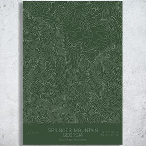 Springer Mountain Topographic Map Print | Appalachian Mountains, Georgia | Pen Plotted Contour Map
