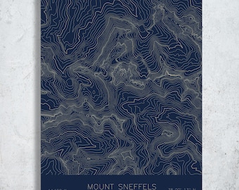 Mount Sneffels Topographic Contour Map Print | Rocky Mountains Art (Pen Plot)