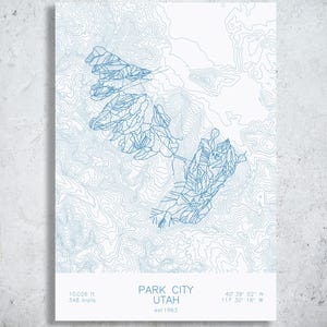 Park City Mountain Resort | Utah | Ski Trail Map Print, Wasatch Ski House Art, Park City Utah Winter Decor