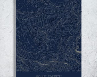 Mount Everest Topographic Map Art | Pen Plotted Contour Map (12x18")