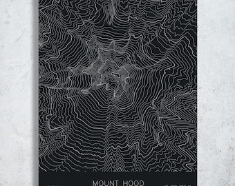 Mount Hood Pen Plotted Topographic Map | Mountain Contour Art | Cascades United States