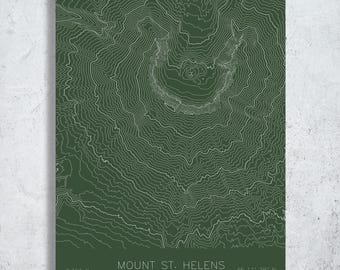 Mount St. Helens Topographic Map | Mountain Contour Art | Cascades Oregon (Pen Plot)
