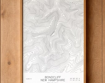 Bondcliff New Hampshire Topographic Map Art | Pemigewasset Wilderness Traverse | Pen Plotted