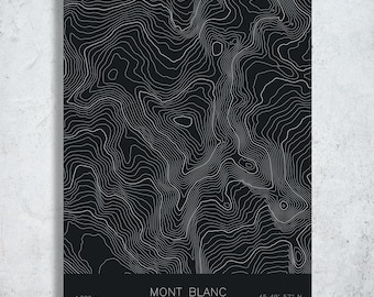 Mont Blanc Topographic Map | Pen Plotter Contour Art | Alps France