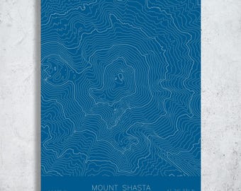 Mount Shasta Topographic Map Pen Plot | California Mountain Contour Art | Cascades