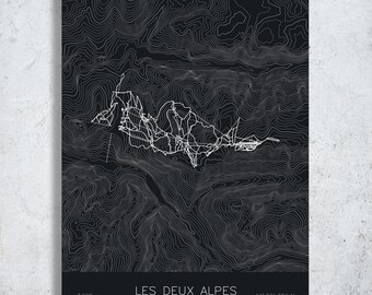 Les Deux Alpes | Hautes-Alpes | Ski Trail Map Poster, Hautes-Alpes Ski Art, Hautes-Alpes Ski House Decor, Winter Lodge Wall Art