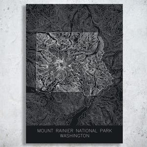 Mount Rainier National Park Topographic Map Art | Washington | Pen Plotted (12x18")