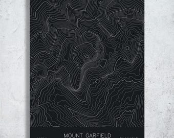 Mapa topográfico del Monte Garfield, Nuevo Hampshire / Cresta de Garfield, Franconia / Trazado a pluma
