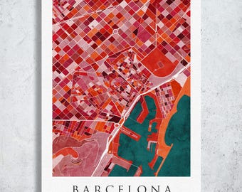 Barcelona, Spain | Hand-Painted Watercolor City Map