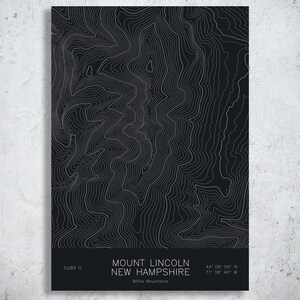 Mount Lincoln New Hampshire Topographic Map Art | Franconia Ridge Traverse | Pen Plotted