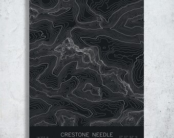 Crestone Needle Colorado Topographic Map Art | Colorados Classic Technical 14er | Pen Plotted