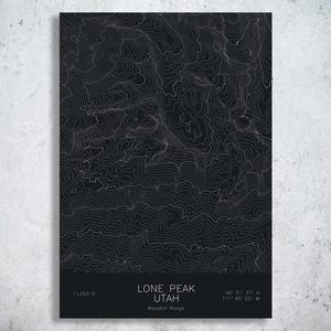 Lone Peak Utah Topographic Map Art | Wasatch Range, Salt Lake Valley | Pen Plotted