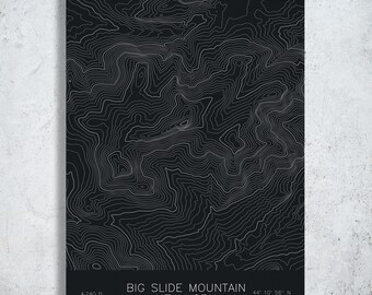 Big Slide Mountain New York Topographic Map Art | Johns Brook Valley, Adirondacks | Pen Plotted