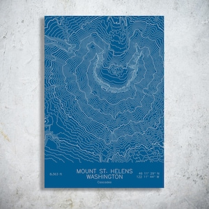 Mount St. Helens Topographic Map Art | Washington State Volcano | Pen Plotted