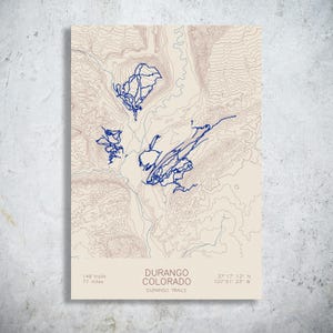 Durango | Colorado | Mountain Bike Trail Map Poster, MTB Wall Art, Colorado Rider Gift, Trail Network Art
