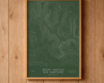 Mount Hancock New Hampshire Topographic Map Art | Hancock Loop, Kancamagus Highway | Pen Plotted