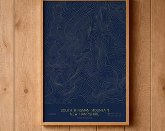 South Kinsman Mountain New Hampshire Topographic Map Art | Kinsman Ridge, Franconia Notch | Pen Plotted