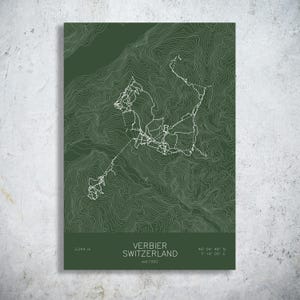 Verbier | Swiss Alps | Ski Trail Map Art, Four Valleys Art, Swiss Alps Ski Decor