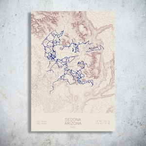 Sedona | Arizona | Mountain Bike Trail Map Print, MTB Wall Art, Arizona Rider Gift, Cyclist Wall Decor