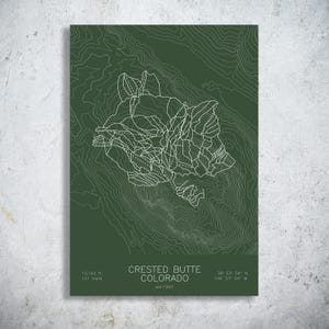 Crested Butte Mountain Resort | Colorado | Ski Trail Map Print, Gunnison Valley Colorado Art, Rocky Mountain Ski Decor
