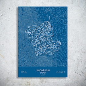Snowbasin Resort | Utah | Ski Trail Map Poster, Ogden Utah Ski Art, Wasatch Mountain House Decor