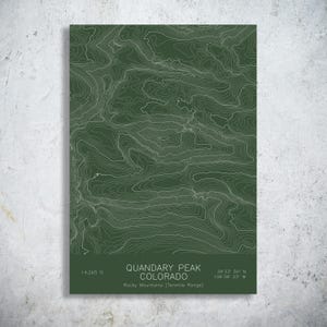 Quandary Peak Topographic Map | Rocky Mountains Contour Art (Pen Plotter)
