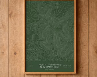 North Tripyramid New Hampshire Topographic Map Art | Tripyramids, Waterville Valley | Pen Plotted