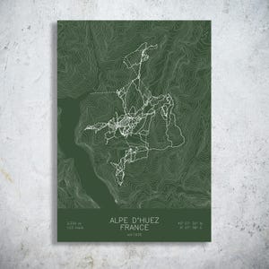 Alpe d'Huez | French Alps | Ski Trail Map Poster, Sarenne Run Art, Oisans Valley Chalet Decor