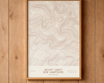 Mount Cabot New Hampshire Topographic Map Art | Pilot Range, Northern New Hampshire | Pen Plotted