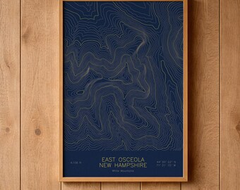 East Osceola New Hampshire Topographic Map Art | Greeley Ponds, Waterville Valley | Pen Plotted