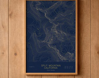 Split Mountain California Topographic Map Art | Palisades, Sierra Nevada 14er | Pen Plotted