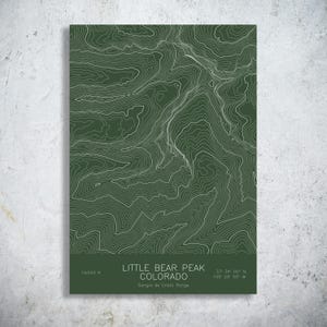 Little Bear Peak Colorado Topographic Map Art | Sangre de Cristo 14er, Hourglass Couloir | Pen Plotted