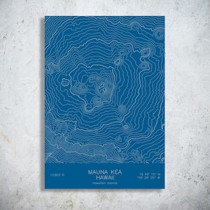 Mauna Kea Hawaii Topographic Map Art | Big Island Volcano Summit | Pen Plotted