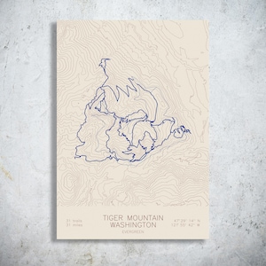 Tiger Mountain | Washington | Mountain Bike Trail Map Print, MTB Wall Art, Issaquah Rider Gift, Trail Network Art
