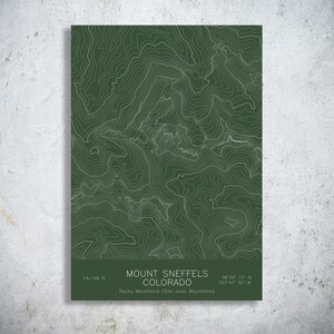 Mount Sneffels Topographic Contour Map Print | Rocky Mountains Art (Pen Plot)