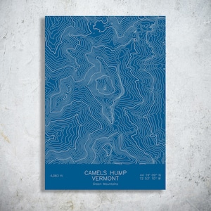 Camel's Hump Topographic Map Art | Green Mountains, Vermont | Pen Plotted Contour Map