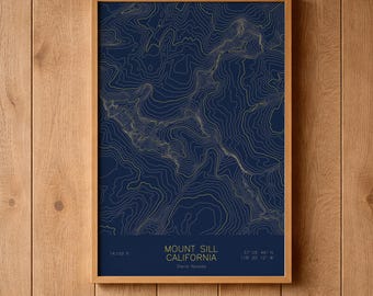 Mount Sill California Topographic Map Art | Palisades, Sierra Nevada 14er | Pen Plotted