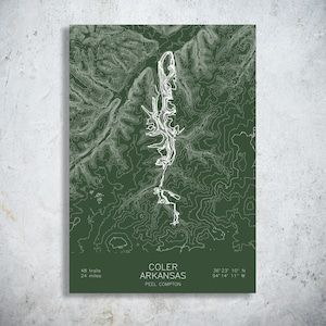 Coler | Arkansas | Mountain Bike Trail Map Print, MTB Wall Art, Arkansas Rider Gift, Trail Network Art