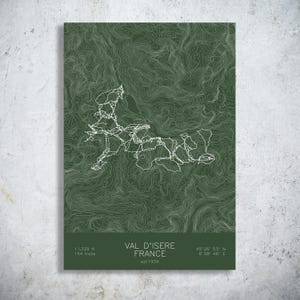 Tignes - Val d'Isère | Savoie | Piste Map Print, French Alps Ski Art, Tarentaise Valley Chalet Decor